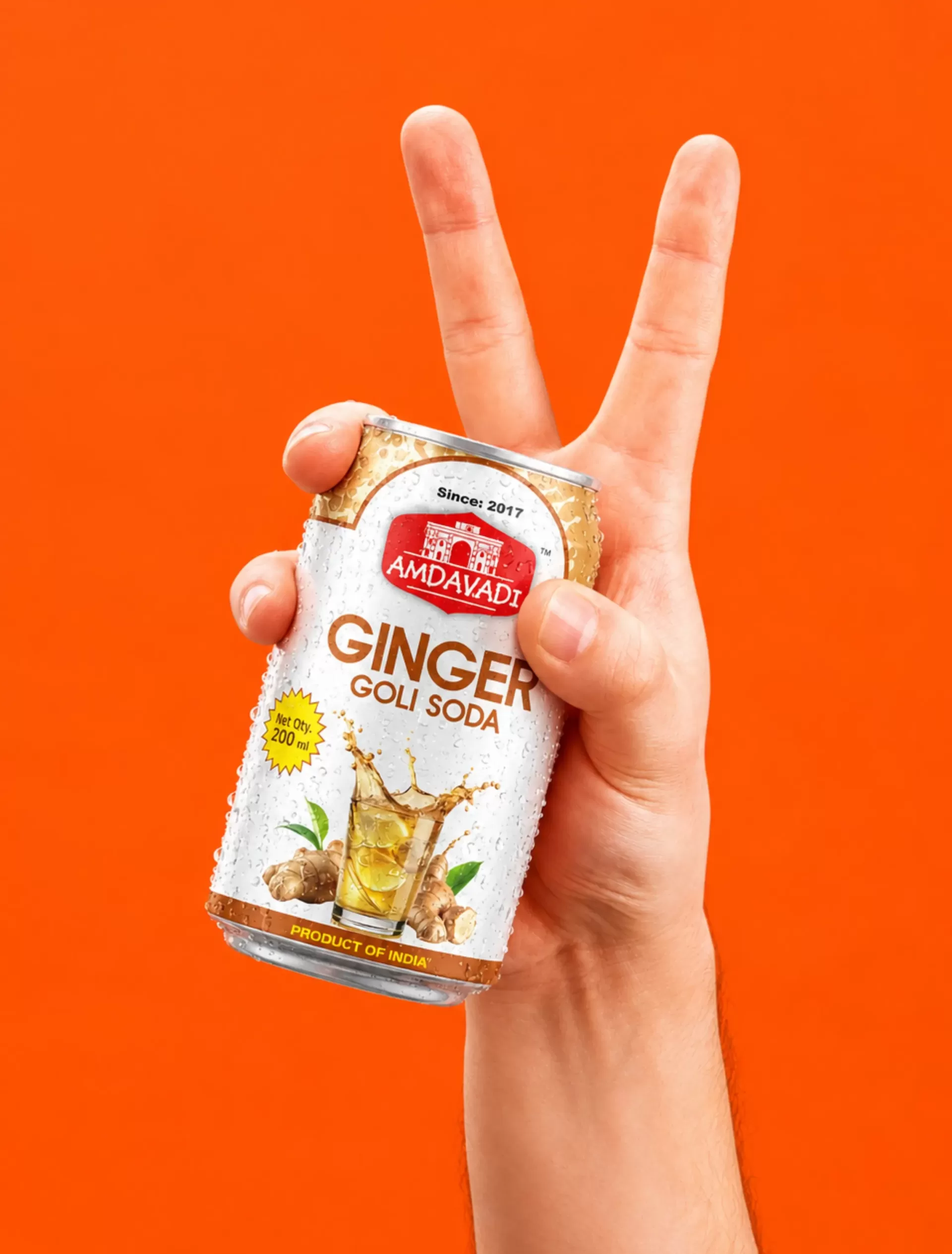 Amdavadi Ginger Gold Soda packaging creative