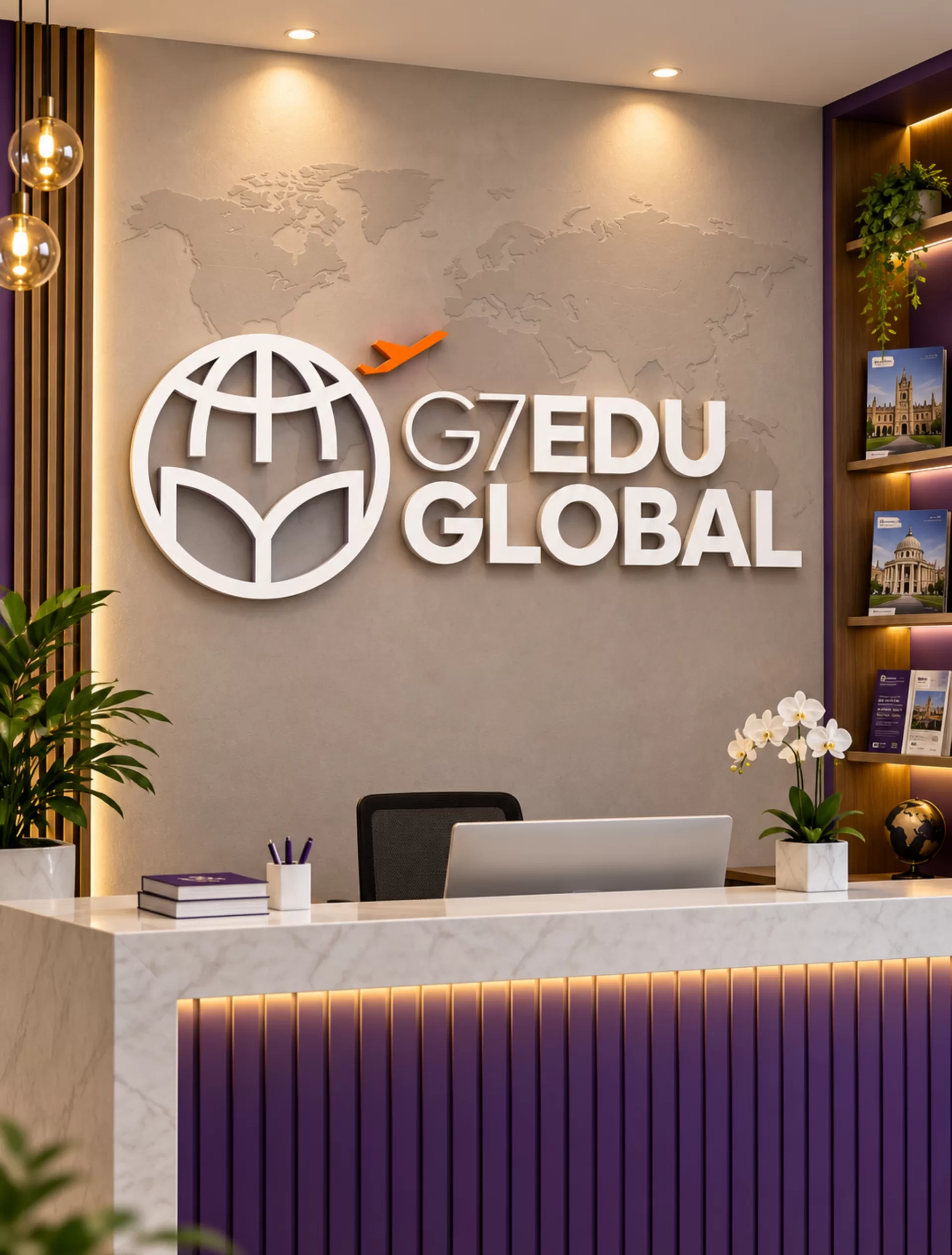 G7 EDU GLOBAL office reception branding