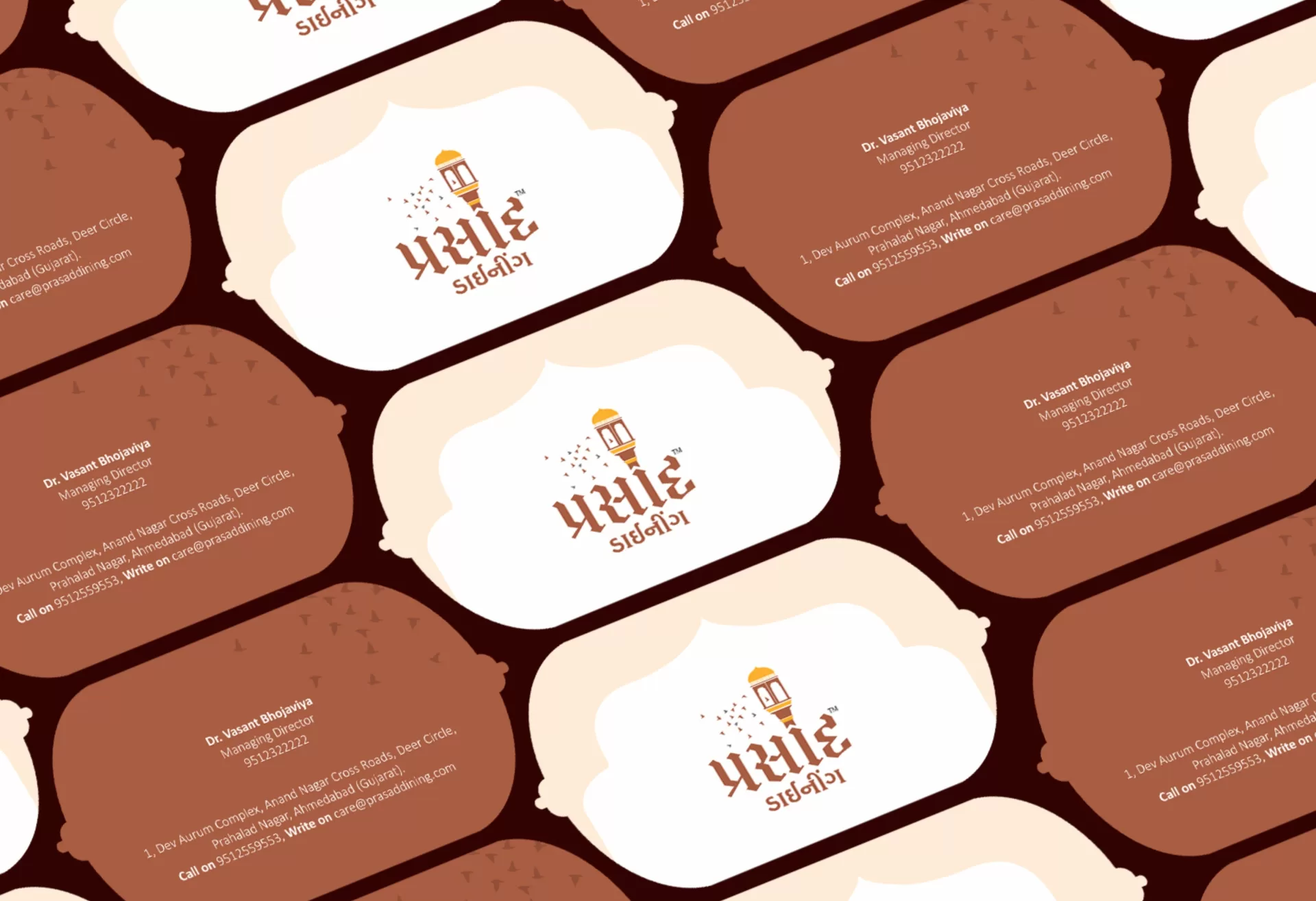 Prasad Dining Visiting card design with die cutting