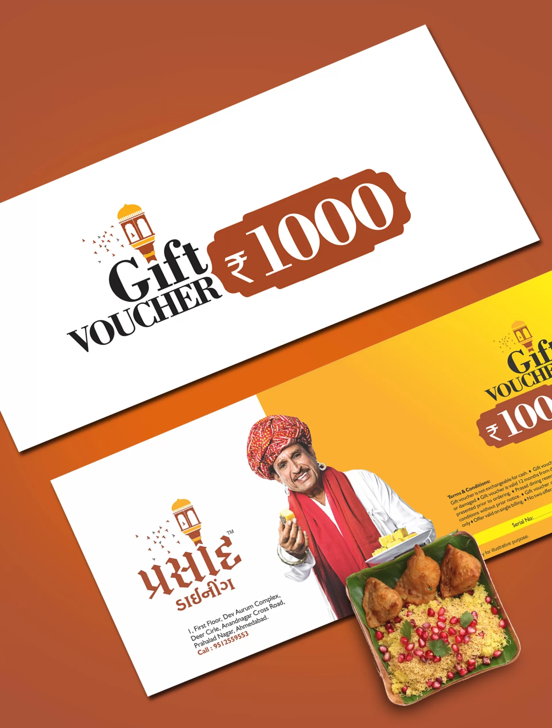 Prasad Dining promotional gift voucher design